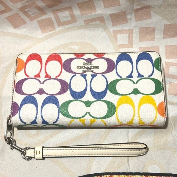 Coach Rainbow Signature Wallet Wristlet - #C4537 - Picture 1 of 13
